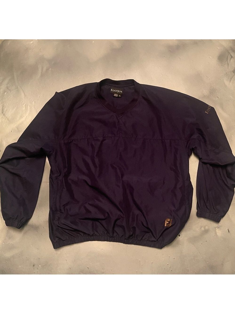 Footjoy Men's Windbreaker Pullover Size XL Navy Blue Golf V Neck Long Sleeve